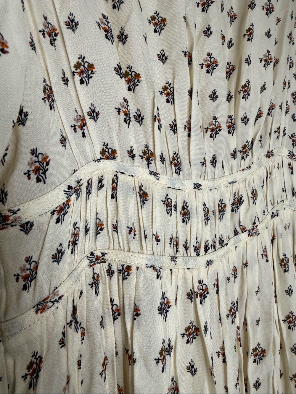 Rhode Dress Rhedyn Cream Floral Print Tie Front Stitching Accents sz 4 - Picture 8 of 9